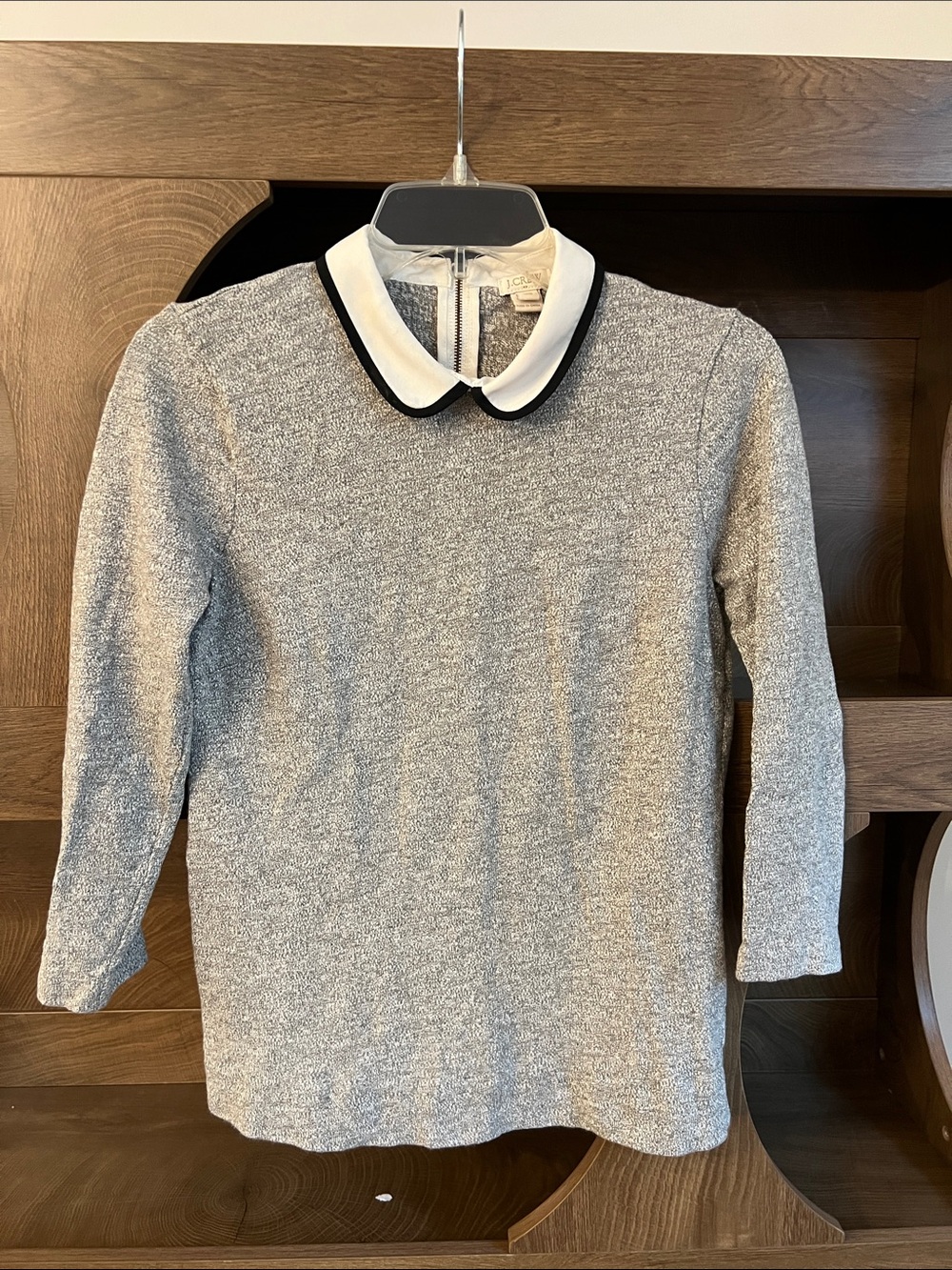 J. Crew Factory Gray Knit Top with White Collar